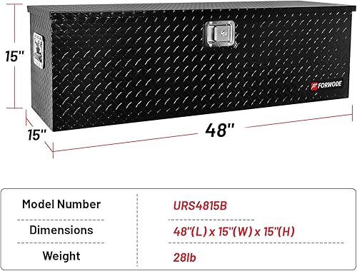 Miniatura 2 de FORWODE Caja de herramientas de aluminio para caja de camión de 48 pulgadas para camioneta, caja de herramientas para camioneta, caja de