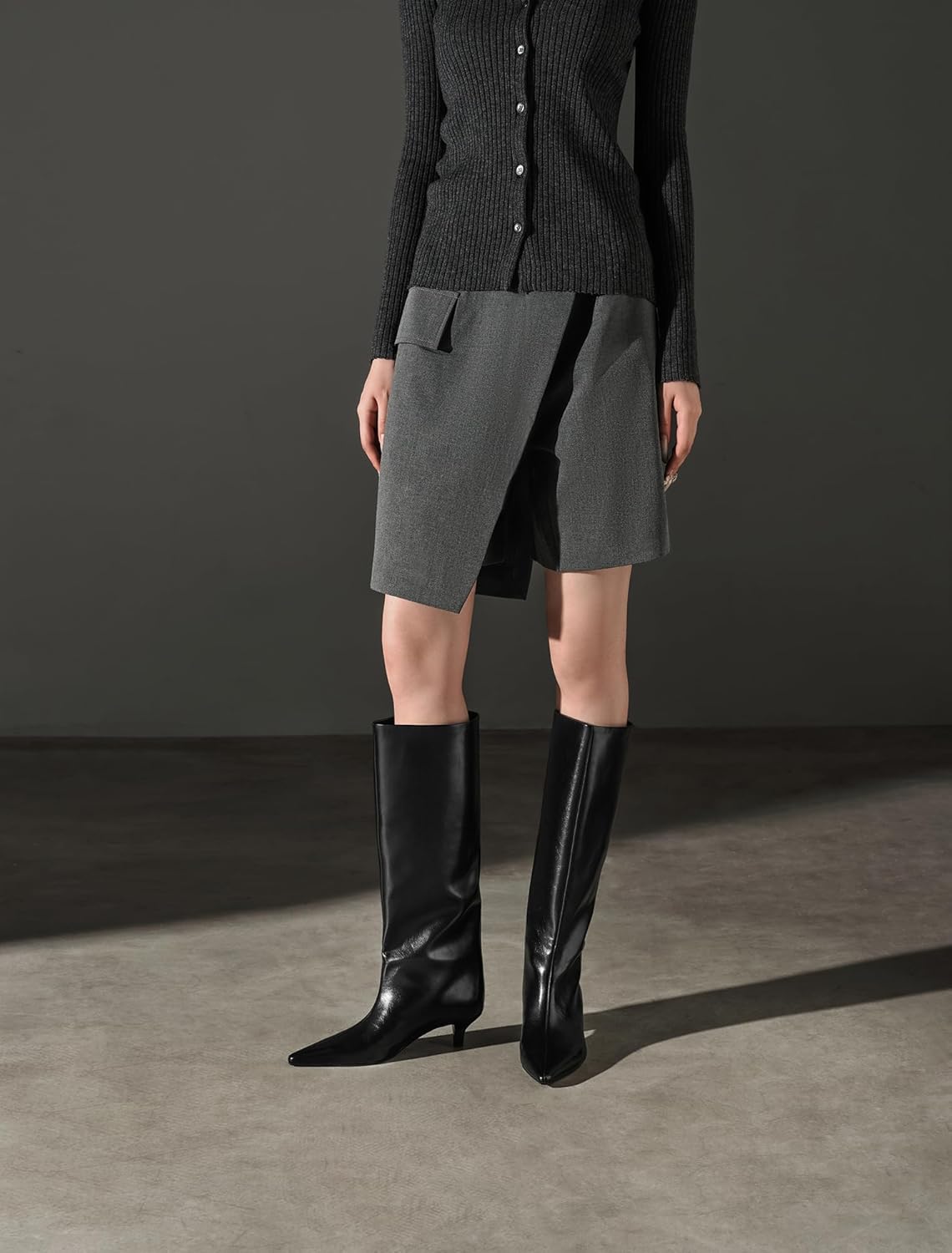 Marravosse Women's Knee High Boots Kitten Heel Pointed Toe Pull on Tall Boots for Women - Image 3