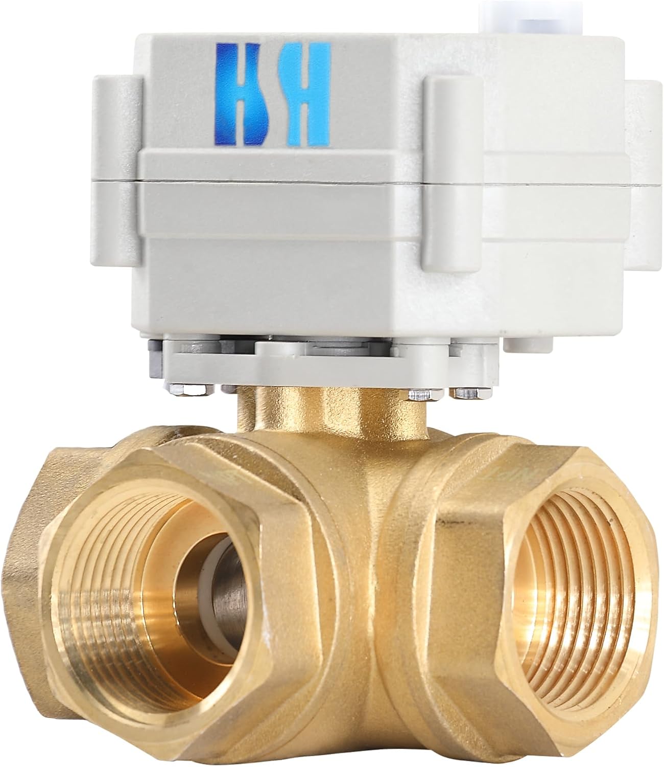 3 Way 1" 12V/24V AC/DC L Type Auto Return Brass Electrical Position Feedback On/Off Motorized Ball Valve