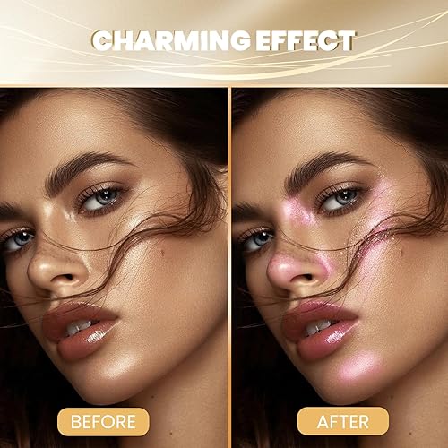 Miniatura 5 de DAGEDA Spray de purpurina corporal, laca para el cabello con purpurina rosa para cara, cabello y cuerpo, brillo corporal, iluminador líquido de alto