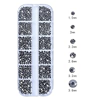 Vista 3 de HNUIX Diamantes de imitación para uñas, tamaño 3D, gemas de uñas gris mineral de cristal, parte trasera plana, con kit para arte de uñas