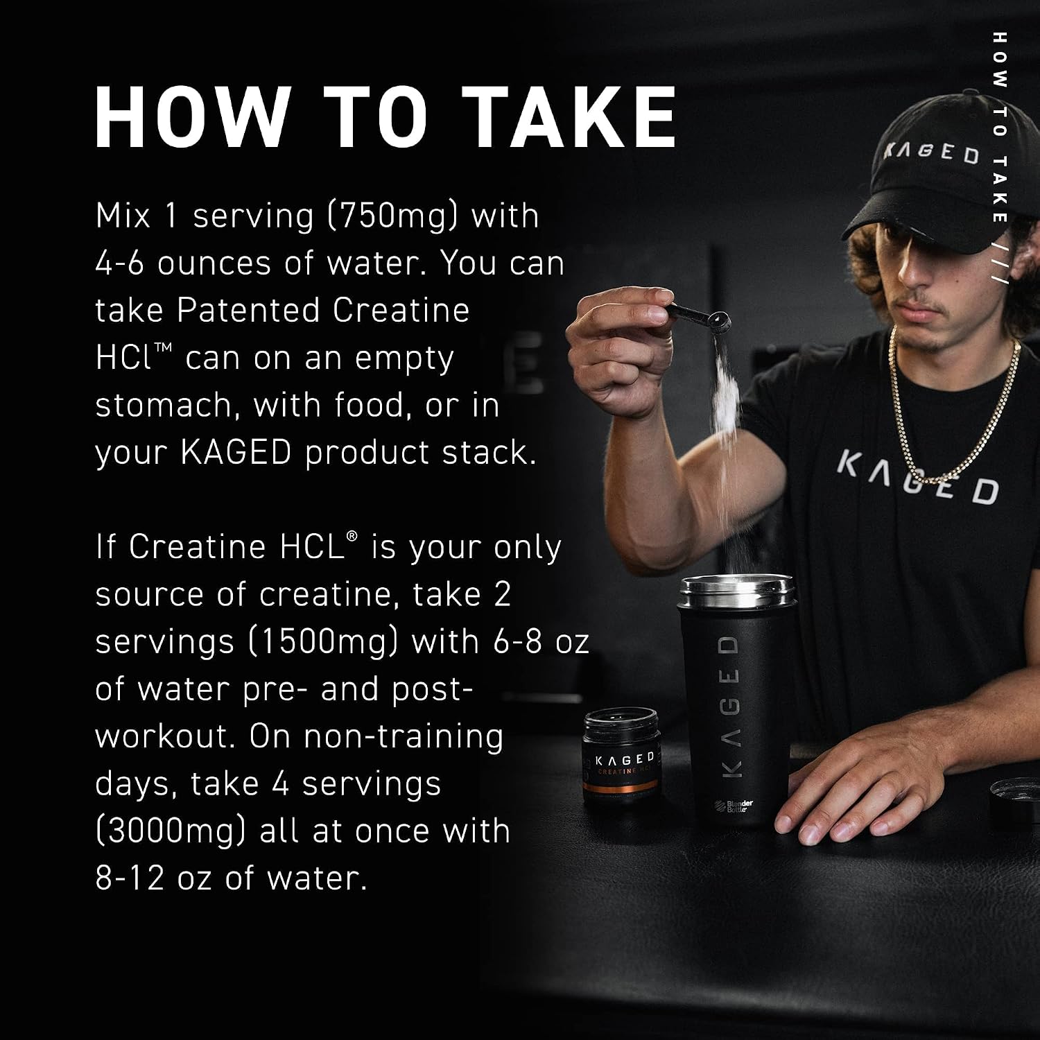 Kaged Muscle Creatine HCl, Patented Creatine Powder, Highly Soluble Creatine Hydrochloride 750mg, Lemon Lime