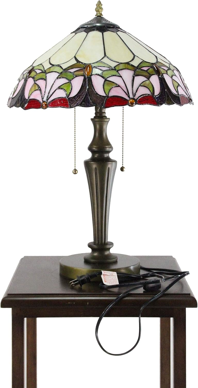 FixtureDisplays® Tiffany Style Elegant 2 Lights Desktop Lamp 16-Inch Shade15719