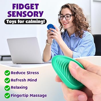 Fidget Toys Adults Sensory Stone: 6 Pack Textured Worry Stone for Autism Kids Calming Down - Fidget Stress Toys for Stress Relief - Small Students Prizes Fidget Toys