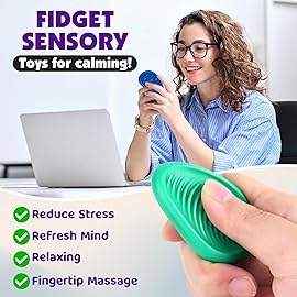 Fidget Toys Adults Sensory Stone: 6 Pack Textured Worry Stone for Autism Kids Calming Down - Fidget Stress Toys for Anxiety Relief - Small Students Prizes Fidget Toys