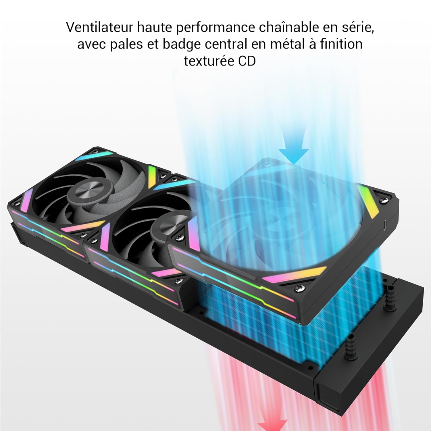 SAMA Q70 360mm AIO Liquid CPU Cooler with 2.8" IPS LCD Display, XT120 Modular LCP Fans, Magnetic Stands, Type-C Daisy Chain, Quiet 2500RPM Pump, Intel & AMD Compatible, Black