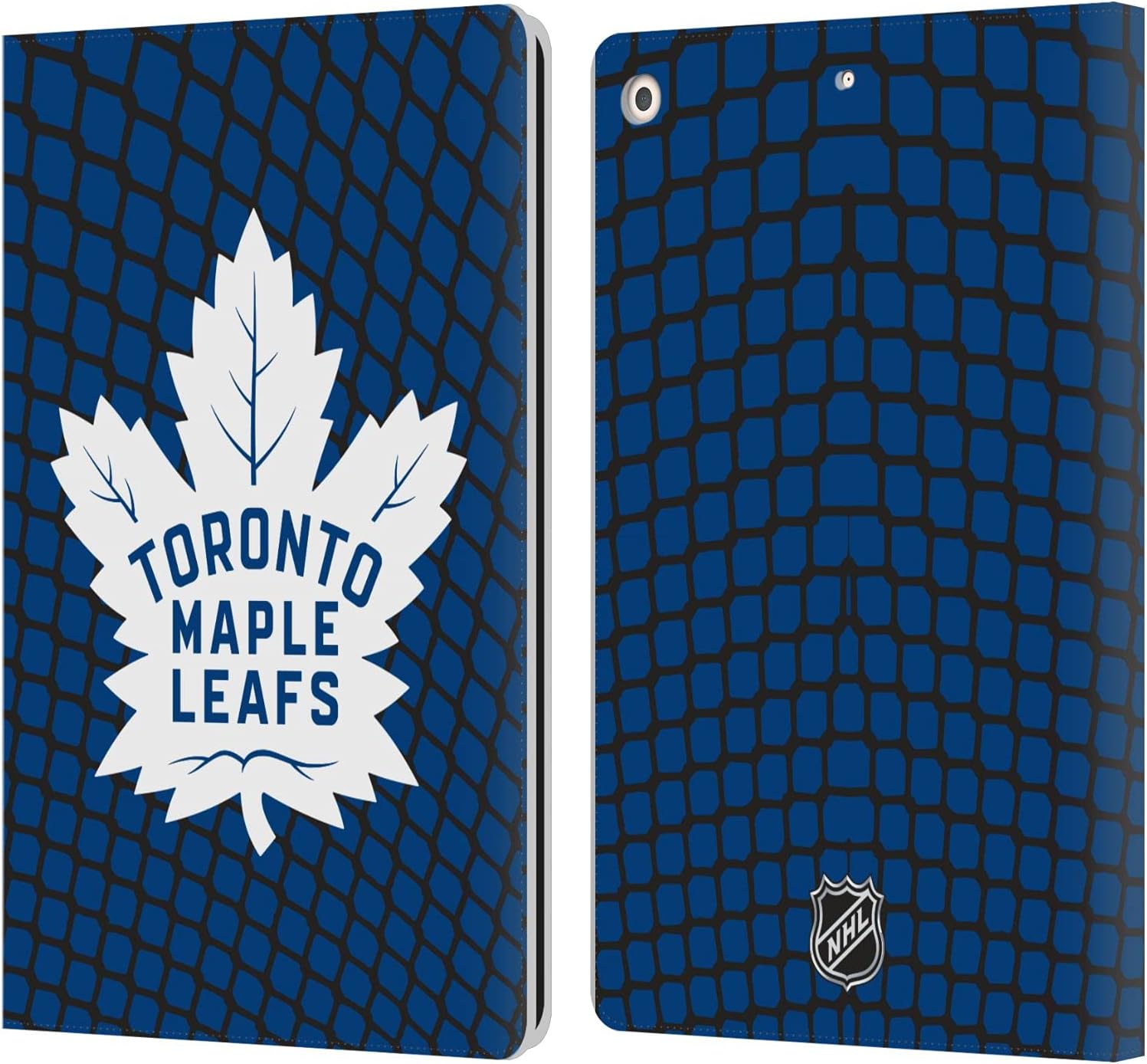 Head Case Designs Officially Licensed NHL Net Pattern Toronto Maple Leafs Leather Wallet Case Compatible with Apple iPad 10.2 2019/2020/2021
