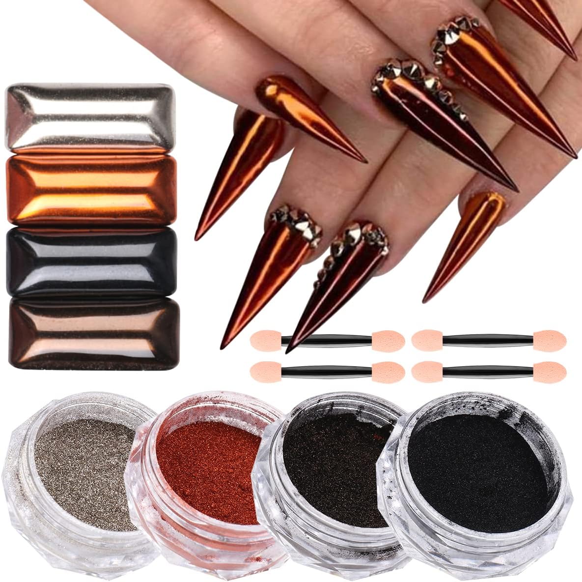 Amazon.com: Magic Chrome Nail Powder Holographic Metallic Mirror Effect ...