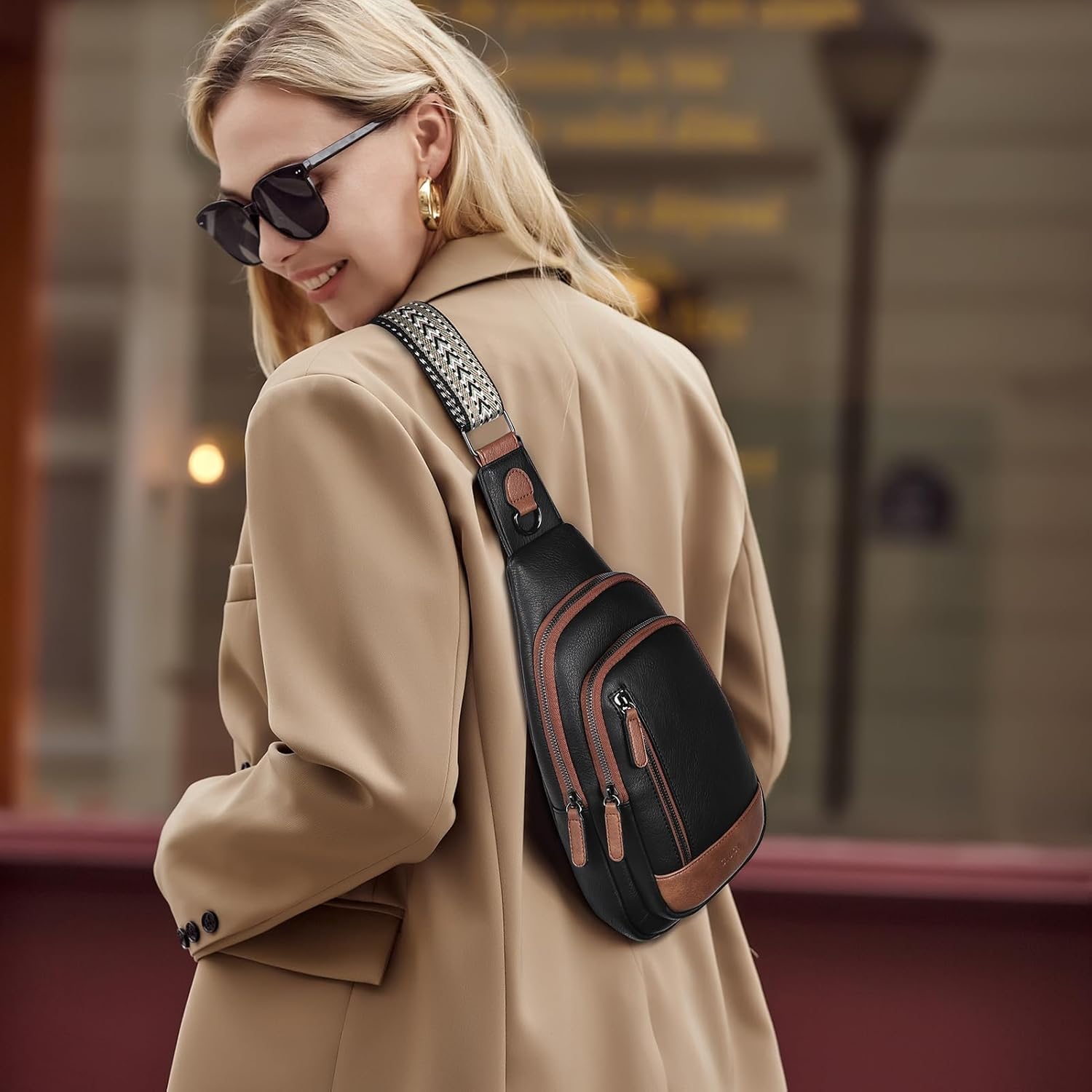 CLUCI Crossbody Bags for Women Men,Leather Sling Bag Cross Body Backpack for Woman Gifts for Women Birthday Unique - Image 3