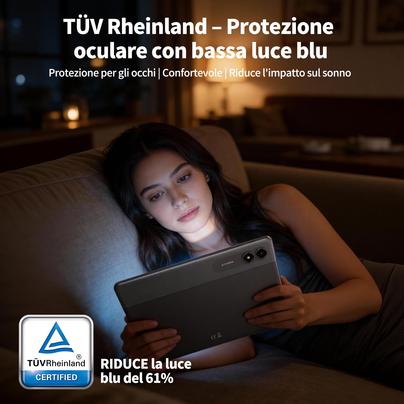 Tablet 11 Pollici Android 16 Tablet in Offerta, Display 90Hz, 24GB(6+18) RAM 128GB ROM (2TB TF), Gemini AI Integrata, 8000mAh, 13MP + 8MP, Face ID, WiFi, GPS, Protezione occhi IPS, Garanzia 4 Anni