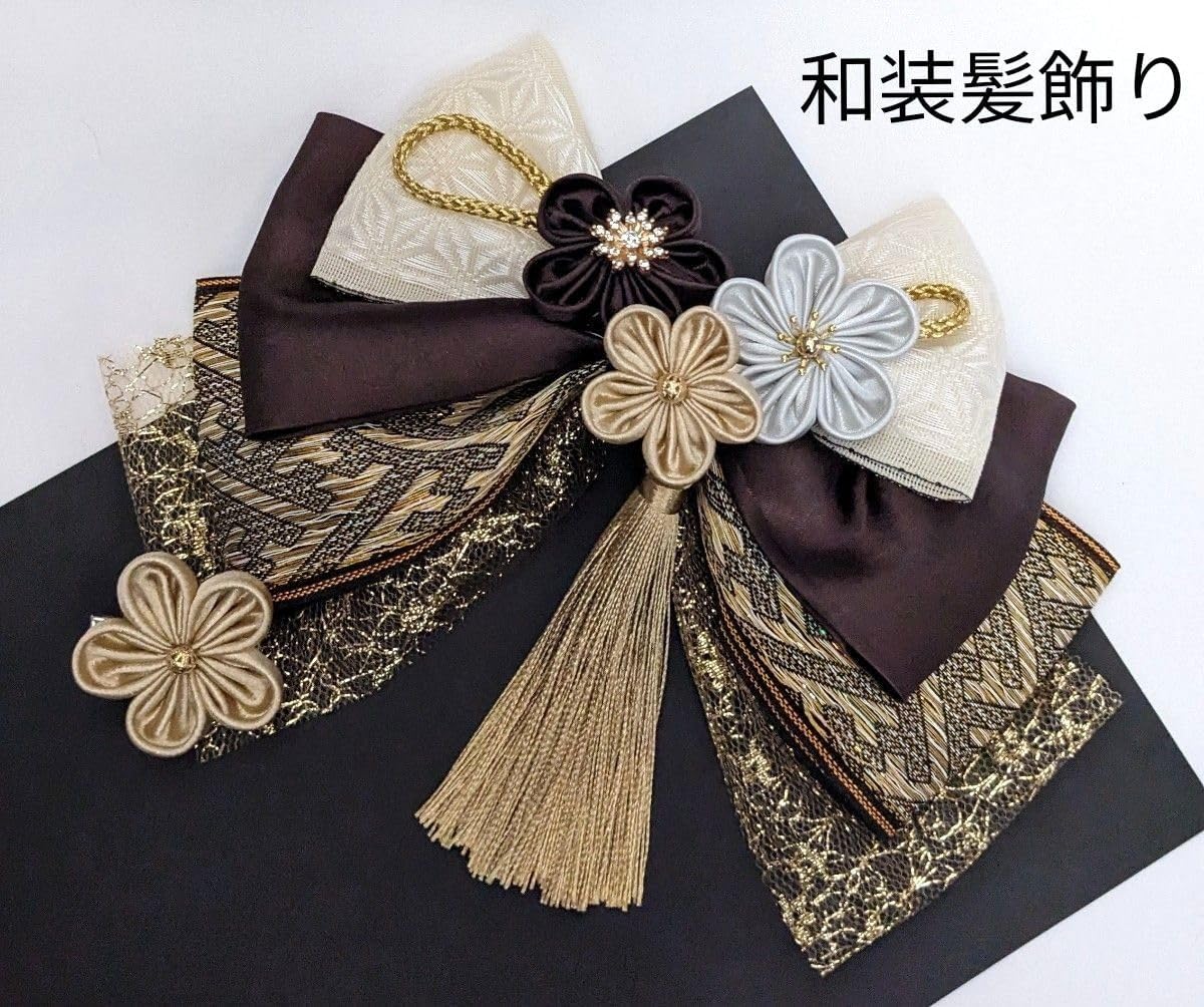 正絹帯揚げ レース重ね衿 フリル半衿 ベルベットリボン お飾り3