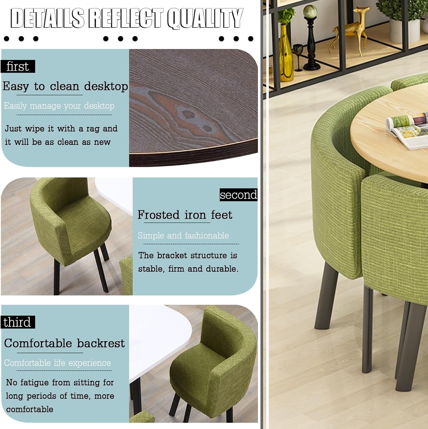 Office Reception Room Club Table And Chair Set, Hotel Lobby Dining Table Set, Coffee Kitchen Dining Table Set, Round Dining Table Set For 4, Bedroom Balcony Library Lounge Coffee Shop Leisure Table (