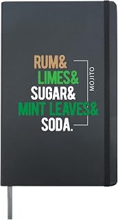 Mojito Rum Limes Sugar Mint Leaves Soda Cocktail Recipe Hardcover Journal, Black