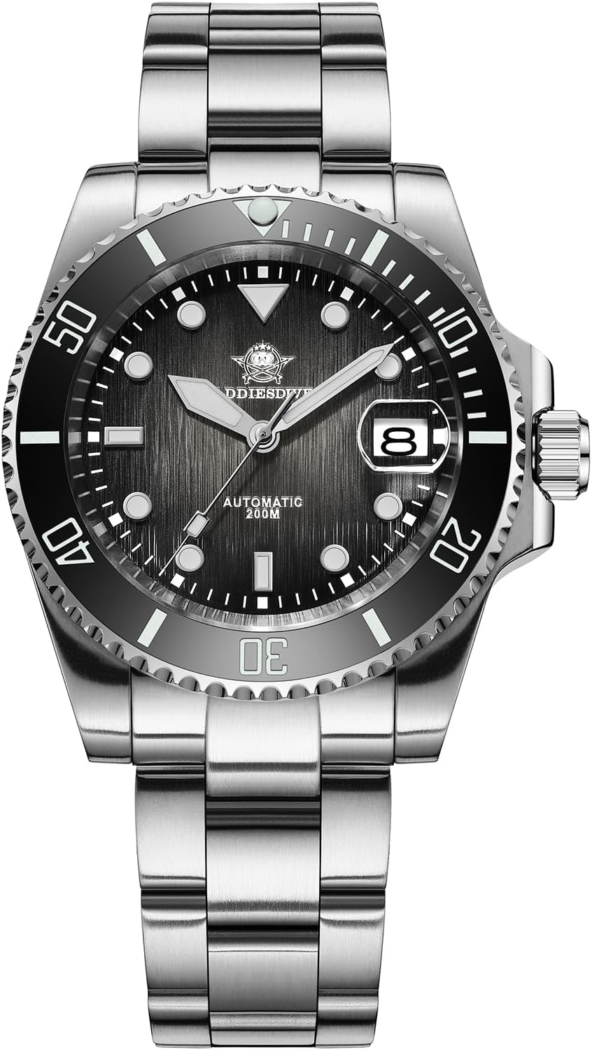 Automatic Dive Watches for Men Sapphire Crystal 200 M Waterproof 41 MM 3D Dial Ceramic Bezel Stainless Steel