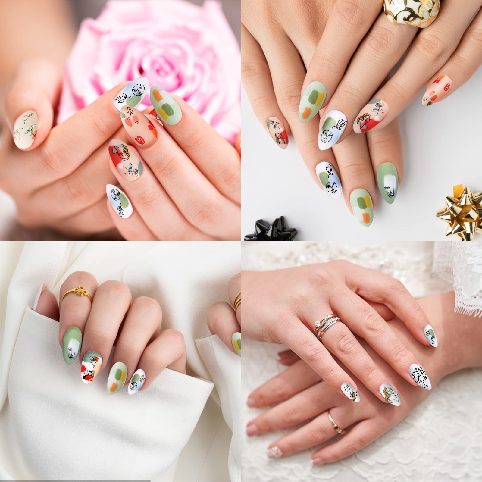 6 Blatt 3D Nagelaufkleber Set – Selbstklebende Nagelsticker Mit Graffiti, Smileys & Abstrakten Designs Für Maniküre
