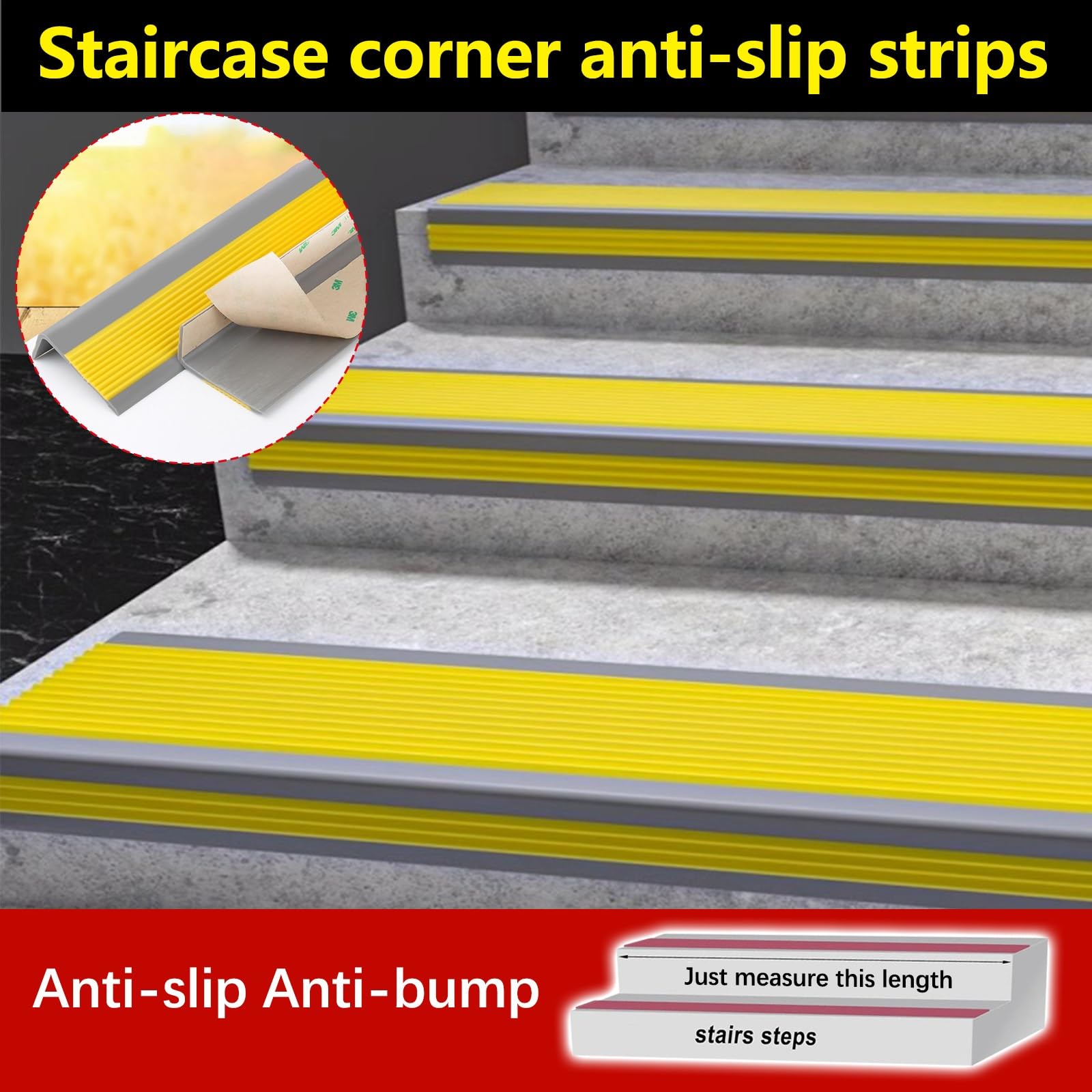 Borde De Escalera De Goma De PVC, Borde De Peldaño Antideslizante, Tira De Vinilo Autoadhesiva Para Bordes De Escalera De 2 M, Para Peldaños De Interior Y Exterior, Esquina De Gomma Para Cantos(Grayis