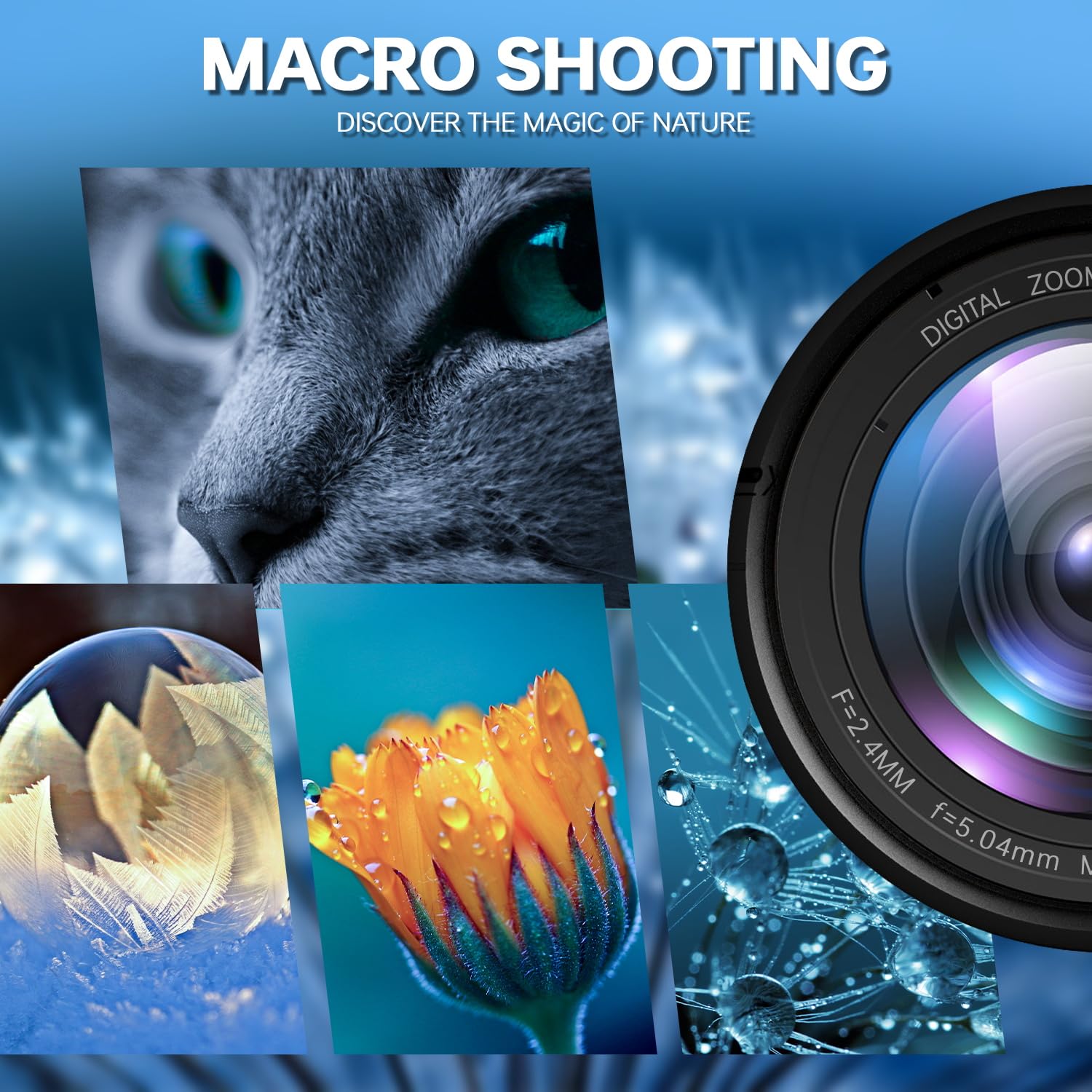 4K Digitalkamera für Fotografie, 56MP Fotokamera mit Weitwinkel+Macro Linse, 18X Digitalzoom , mit WiFi und Manueller Fokus, 3.0" 180° Flip Bildschirm, 32G TF Karte, Digitalkamera für Anfänger