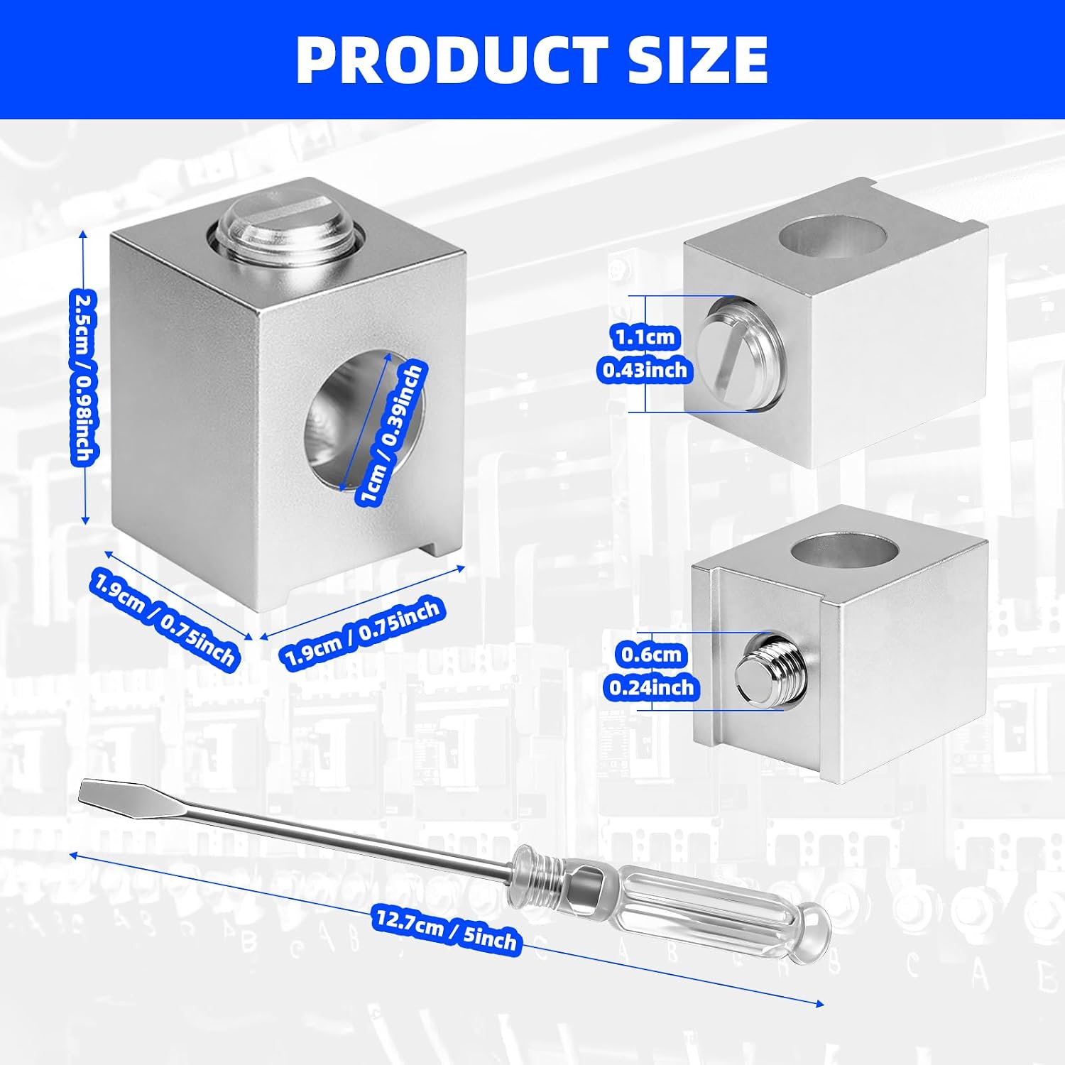 8 Pack #4-2/0 Neutral Lug Kit, Aluminum Circuit Breaker Ground Lugs | Aluminum neutral lugs with mounting screw and wrench, secure wire connection for electrical panels and grounding installation
