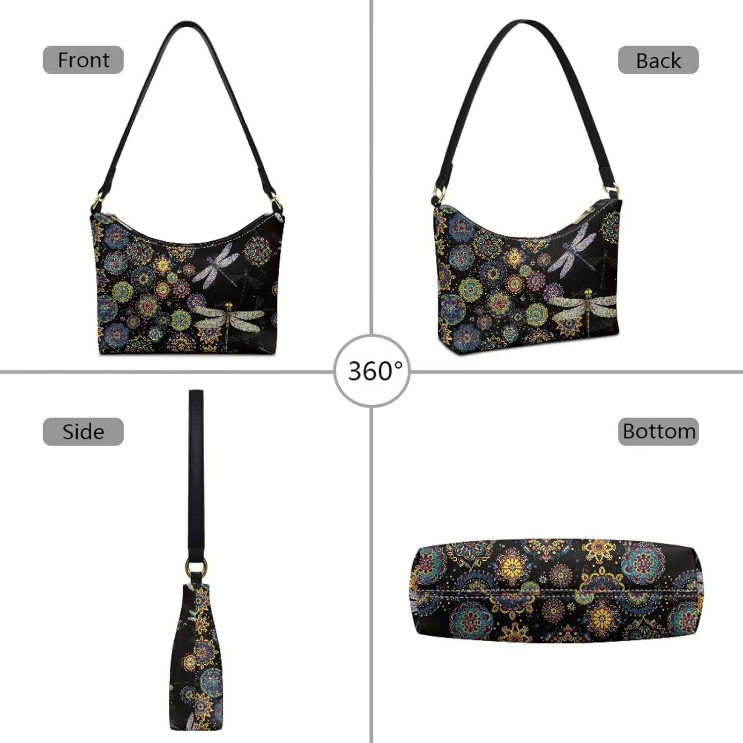 BLeather Underarm Bag for Women Shoulder Handbag with Zipper Fashion Travel Purse - Image 5