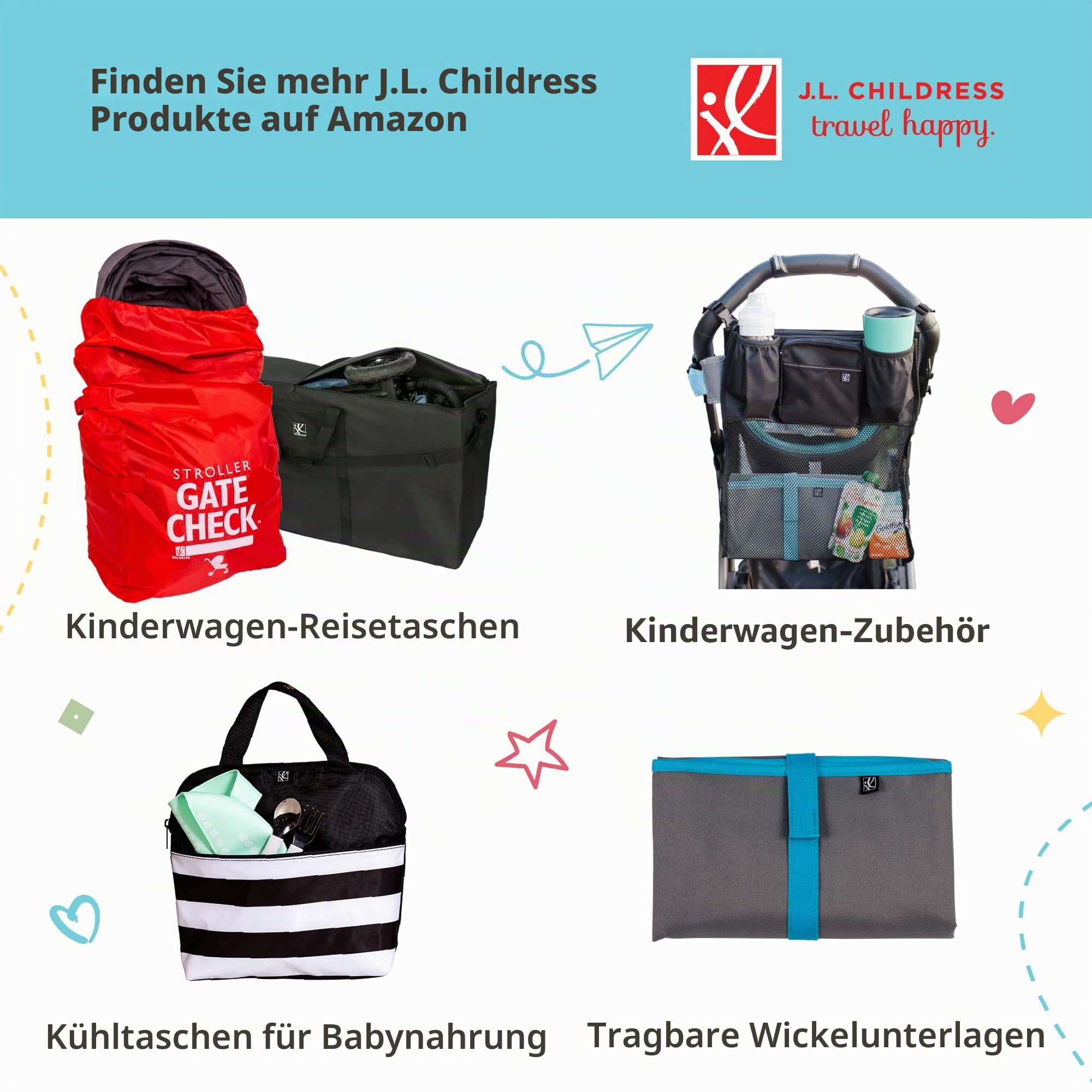 J.L. Childress Booster Go-Go Reisetasche für rückenfreie Sitze, Chevron
