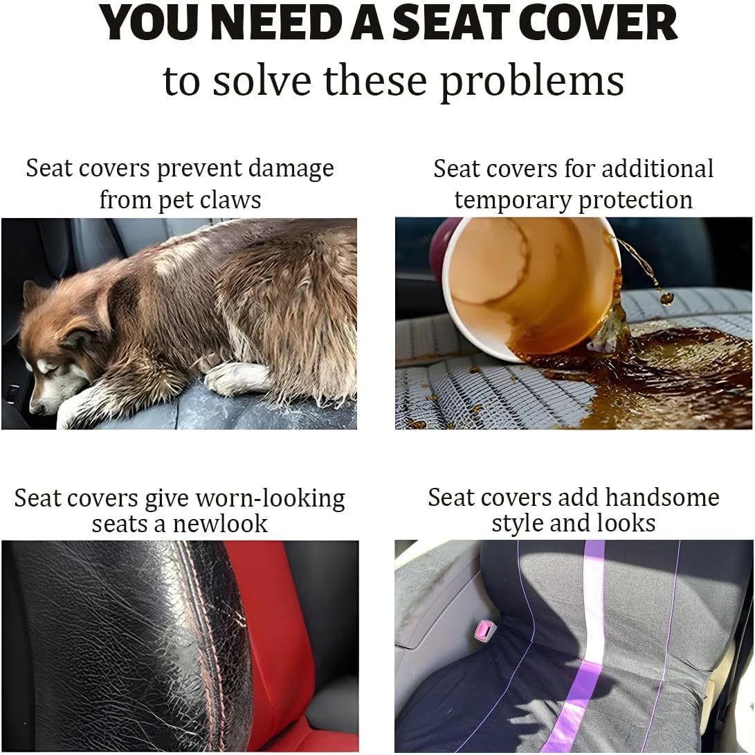 Osilly Car Seat Cover Full Set, Soft Breathable Sporty Vehicle Interior Seat Protector, Comfortable Automotive Front and Rear Split Bench Cover, Universal Fit (Gray/Black)