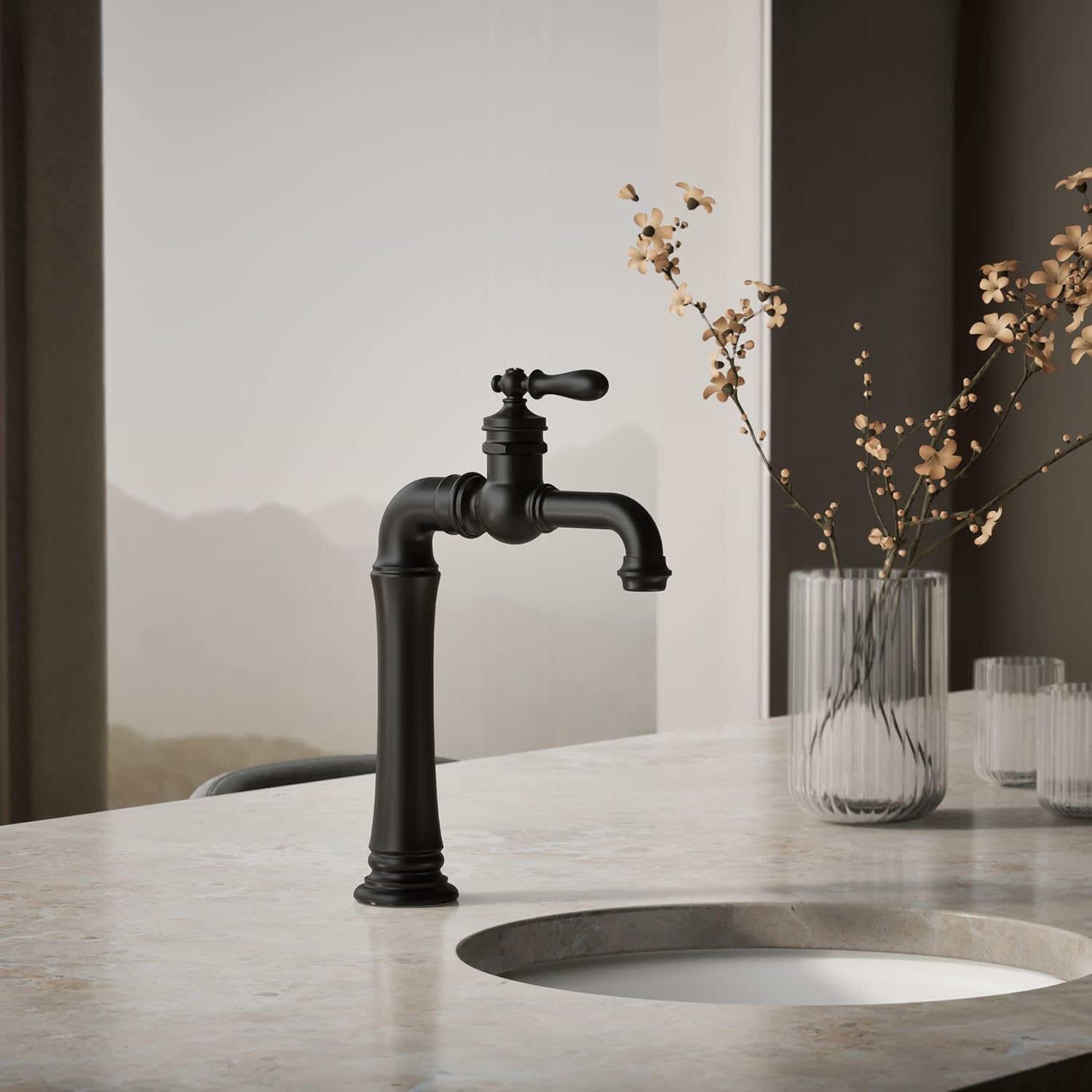 KOHLER 99268-BL ARTIFACTS GENTLEMAN'S BAR FAUCET, MATTE BLACK