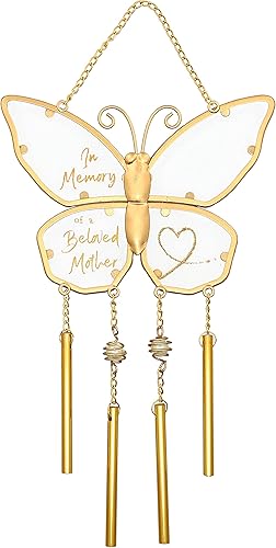 Pavilion Gift Company - Carillón de viento colgante de mariposa para exteriores de 11.5 x 6 pulgadas - en memoria de una madre querida - Regalo