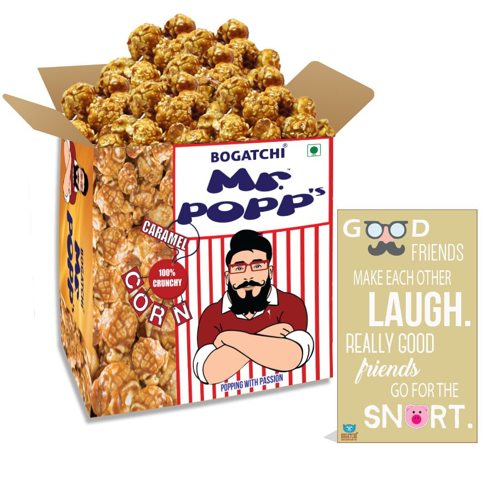 BOGATCHI Mr.POPP's Caramel Popcorn, 100% Crunchy Delicious Fully Popped Corns, Handcrafted Gourmet Popcorn Snacks, Perfect Birthday Gift for Boy, 375g + Free Happy Birthday Greeting Card-picture-31