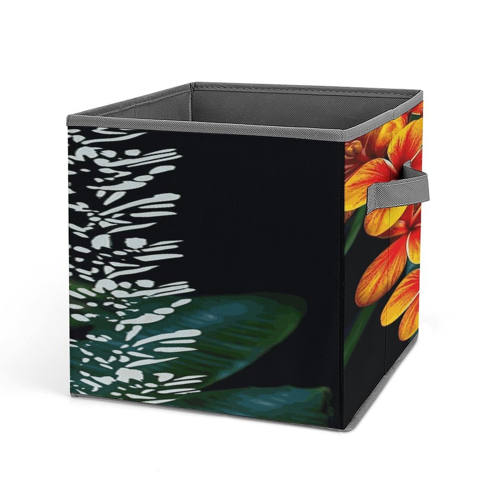 Fodpand Style Eye-Catching Hawaiian Flowers Storage Cubes Foldable Decorative Fabric, Storage Bins Baskets With Handles, Closet Organizers And Storage For Home, Office,Closet, Clothes