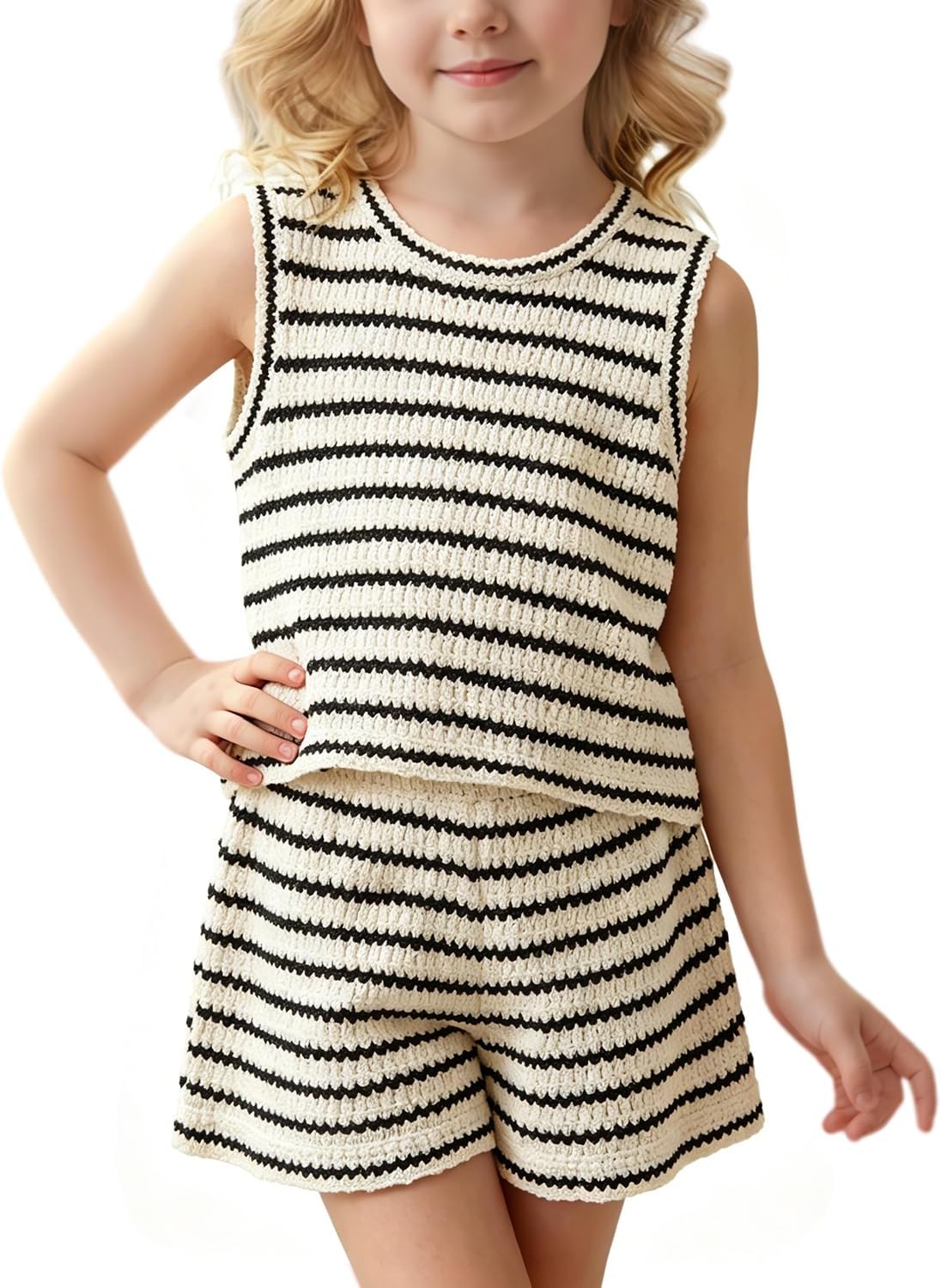 Nileafes Little Girls 2 Piece Summer Clothing Set Sleeveless Tank Top and Short Outfits for Toddler Size 3 to 7 Years