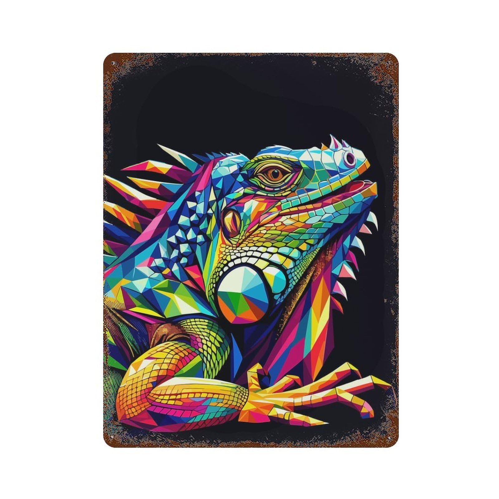Decorative Tin Sign Iguana Wpap Pop Art 15.7"x11.8", Decorative Metal Wall Art for Garage, Bar And Workshop Decor