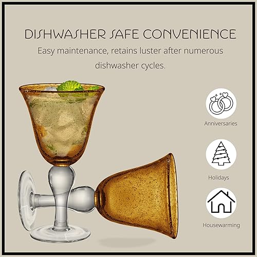 Miniatura 7 de Vasos Artland Iris, dobles y anticuados, color ámbar (4 unidades), Cáliz, Ambar