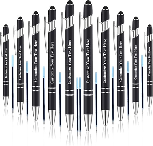 Regalo de clase de 2023, bolígrafos personalizados con lápiz capacitivo, 10 piezas con punta de lápiz capacitivo, bolígrafo de metal de tinta negra