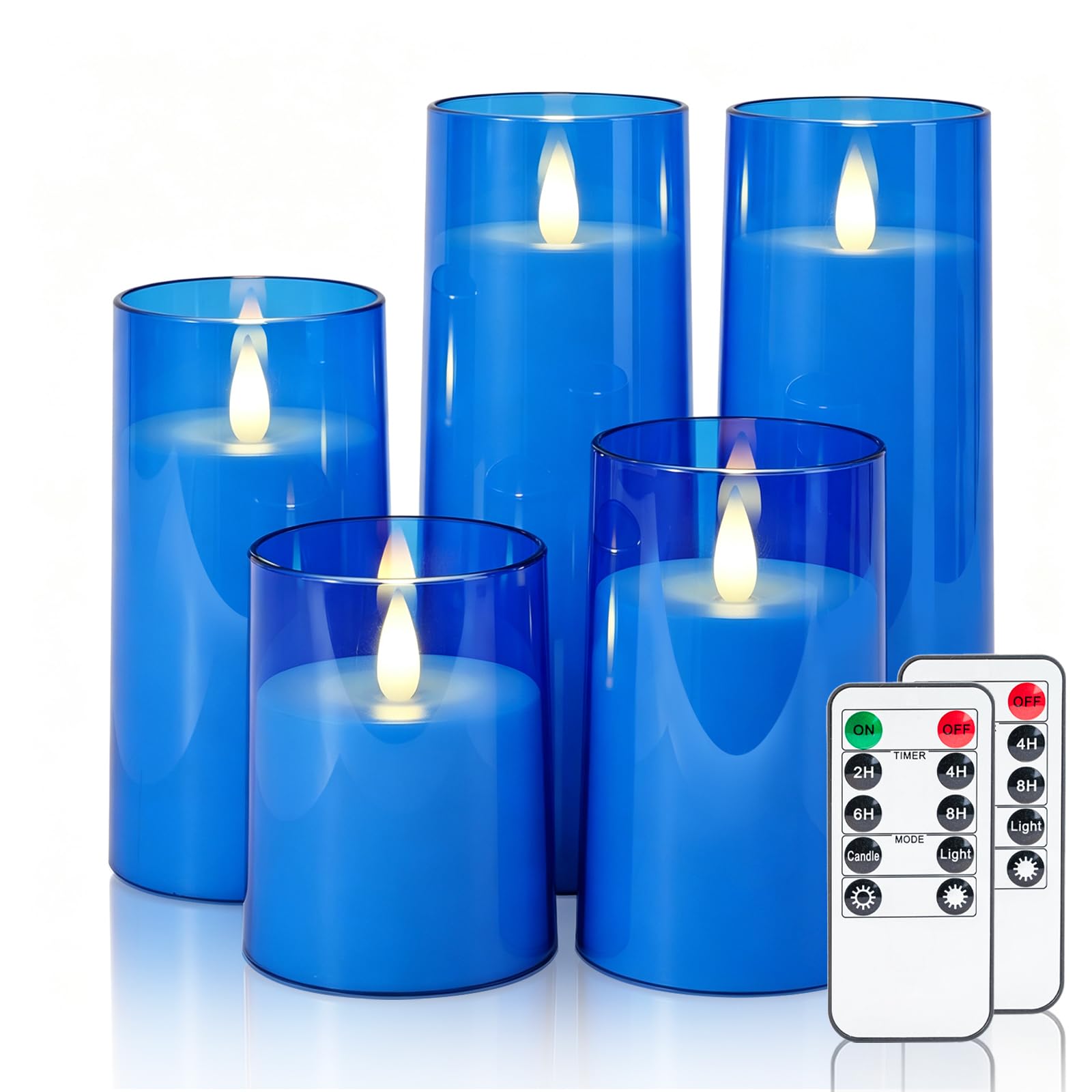 Homemory Realistic Flickering Flameless Blue Candles with Remote &amp; Timer