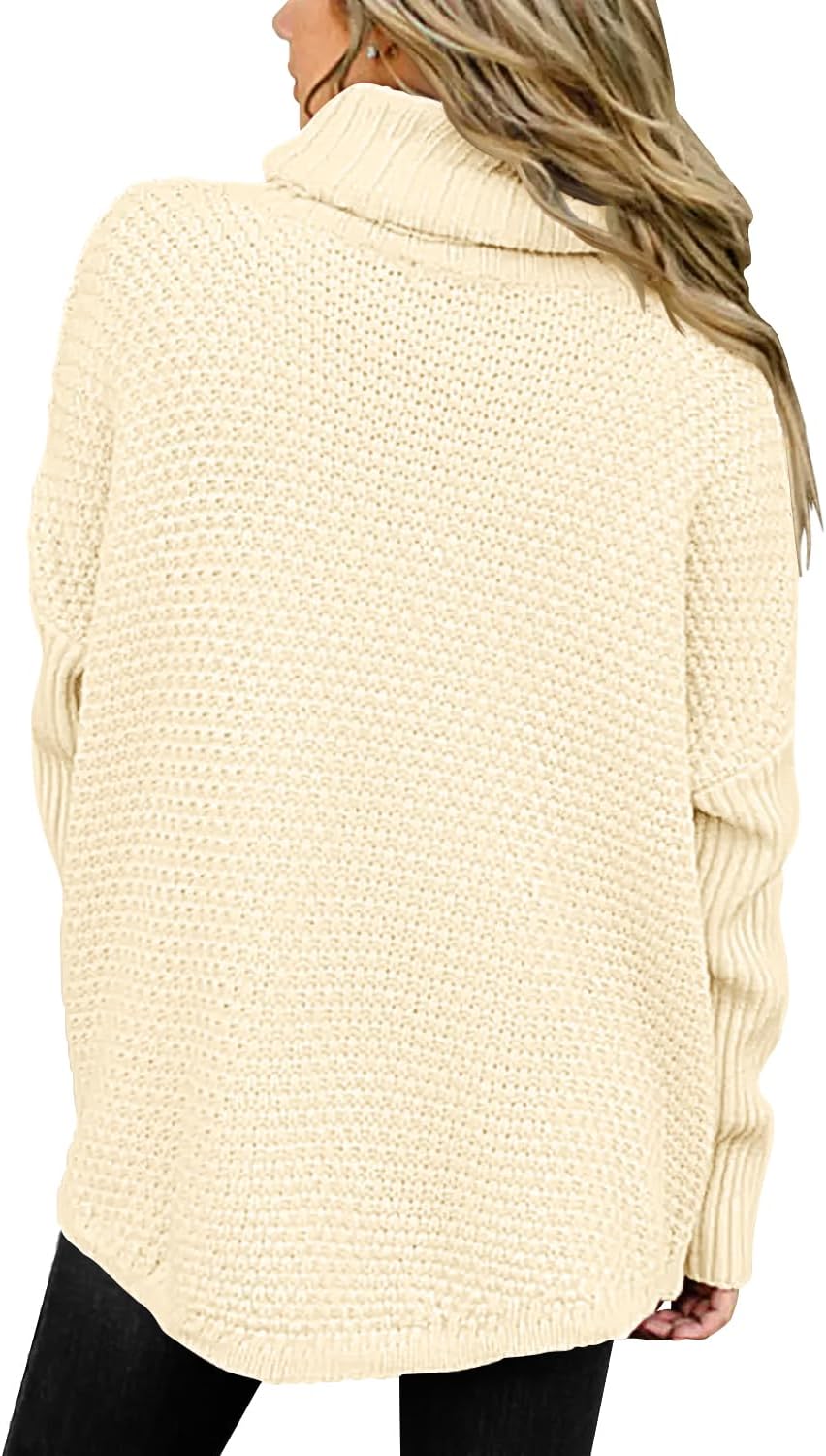DOROSE Women's Oversized Turtleneck Long Sleeve Casual Pullover Knit Tunic Sweater - Image 2