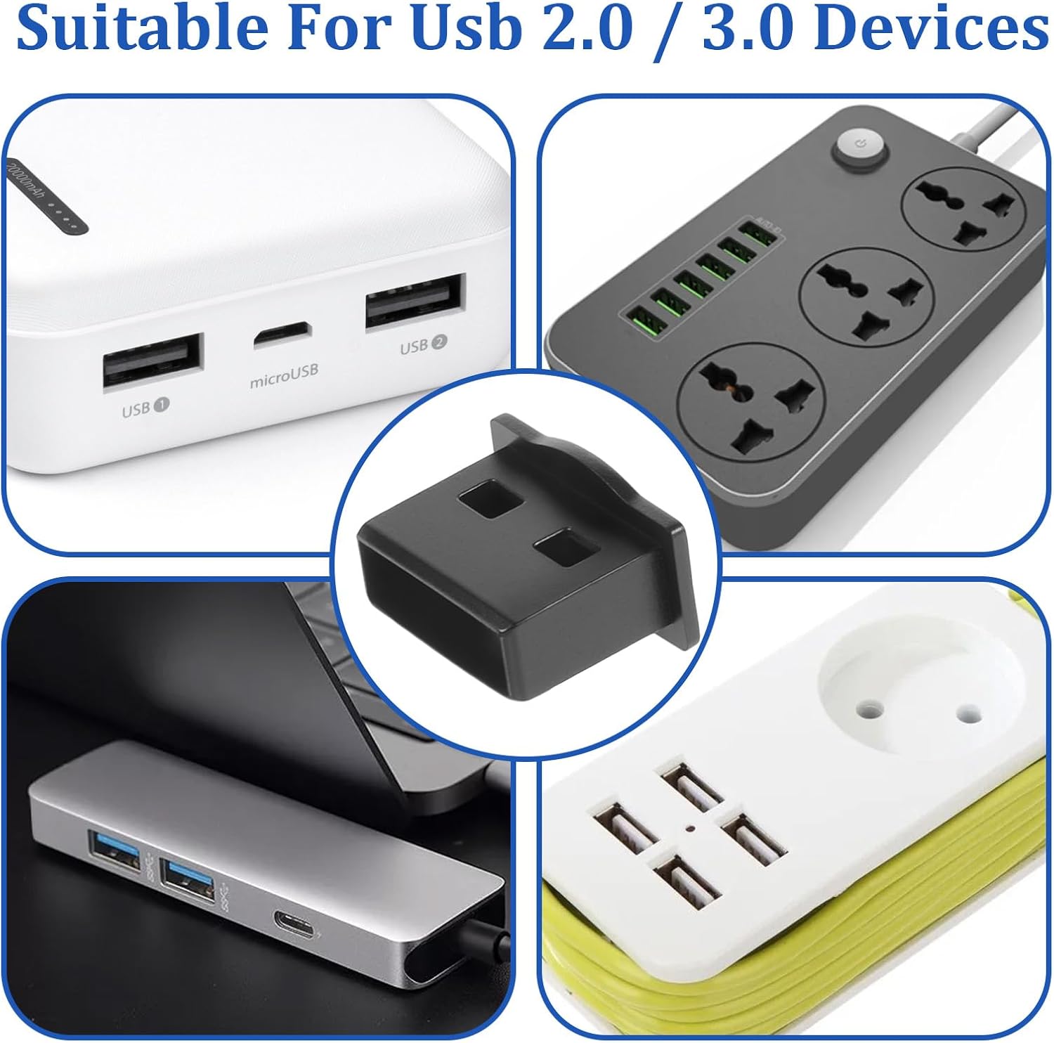 USB Cover Cap, 10 Pcs USBA Dust Cap Plugs, USB Port Cover Anti Dust Plugs, Black USB-Type-A Dustplugs Stopper Protector, Plug Caps for USBA Female Ports for Desktop PC Laptops
