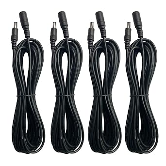 DC 12V Power Extension Cord Cable 15ft 5m 2.1mm x 5.5mm Power Adapter Supply Extension Cable for CCTV Security Cameras IP Camera DVR Standalone, LED Light Strip, Baby Monitor, Router 4 Pack
