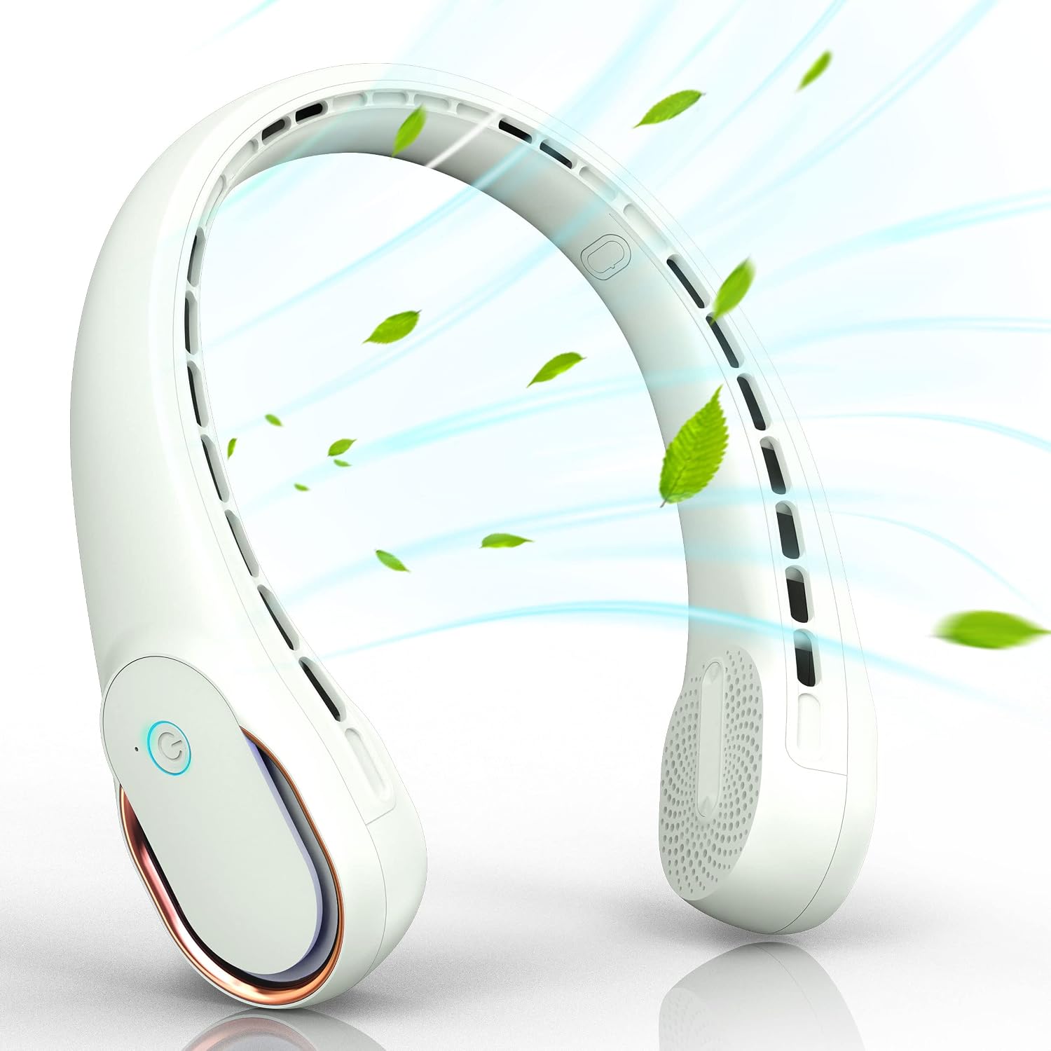 FrSara Neck Fan, Portable Fan Strong Wind, Upgraded 5200mAh, Upgraded Air Volume,360° Cooling, Quiet, No Hair Twisting, Even Air Volume On Both Sides, Non-Slip Material, Short Charging, Long Use Time