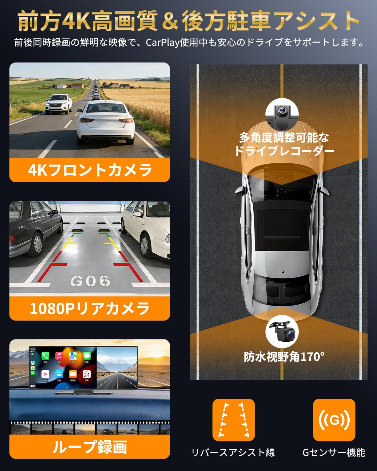 Amazon.co.jp: 【ナビ・Carplay・ドラレコ・カーオーディオの1台4役