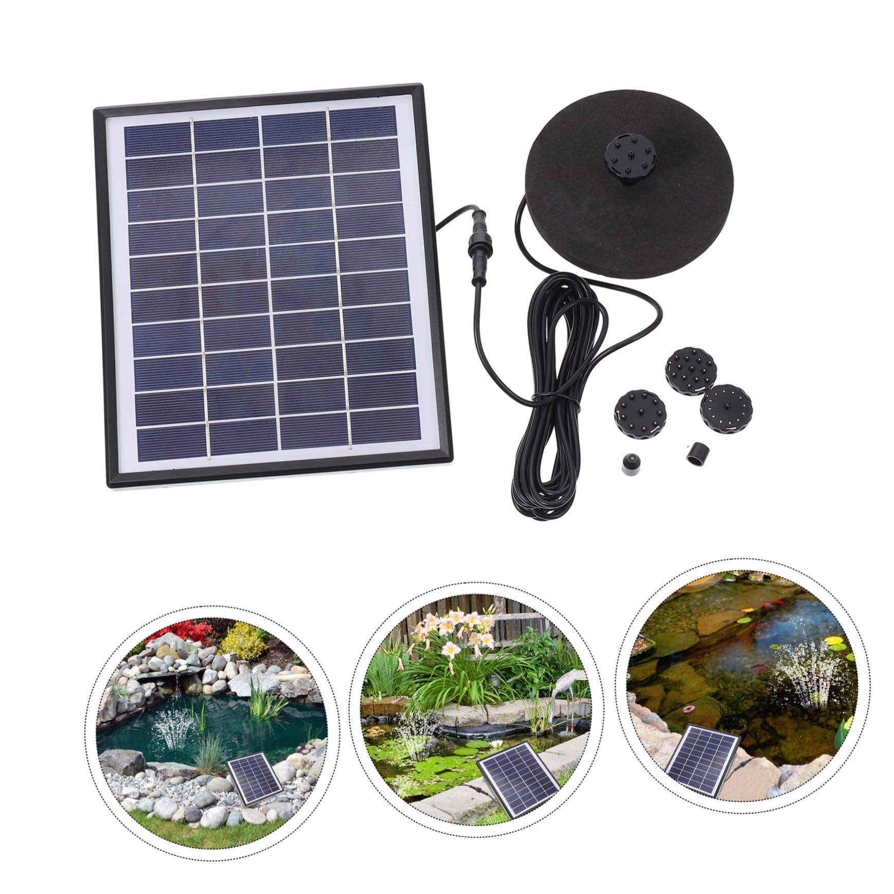 Pompa Fontana Solare 5w 380l/h in Abs Nera per Esterni | Decorazione Giardino e Piscina, Ricircolo Acqua per Ossigenazione, Soluzione Solare per Outdoor Stile Casuale