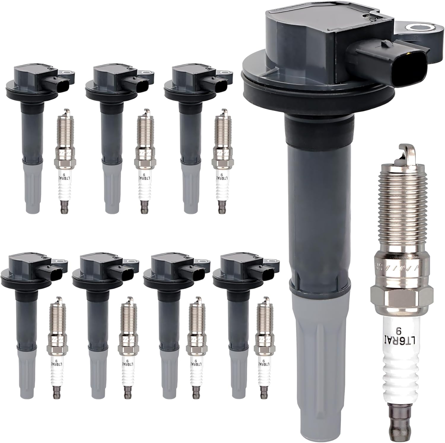 HQPASFY UF622 Ignition Coils Pack & Iridium Spark Plugs Set of 8 Compatible with 2011-2016 Ford F-150, 2011-2020 Ford Lobo, 2011-2015 Ford Mustang V8 5.0L Replaces #DG542, GN10420