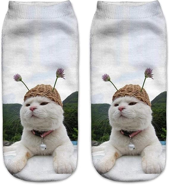 Amazon 靴下 レディース コットン ソックス Bobogojp 1 4足の靴下 短い かわいい猫のプリント3dソックス メンズソックス レディースソックス スポーツ 綿 通気 吸汗 防臭 減摩 くるぶし ショート 春夏秋冬 通学 通勤 人気 学生 ファッション 靴下 通販