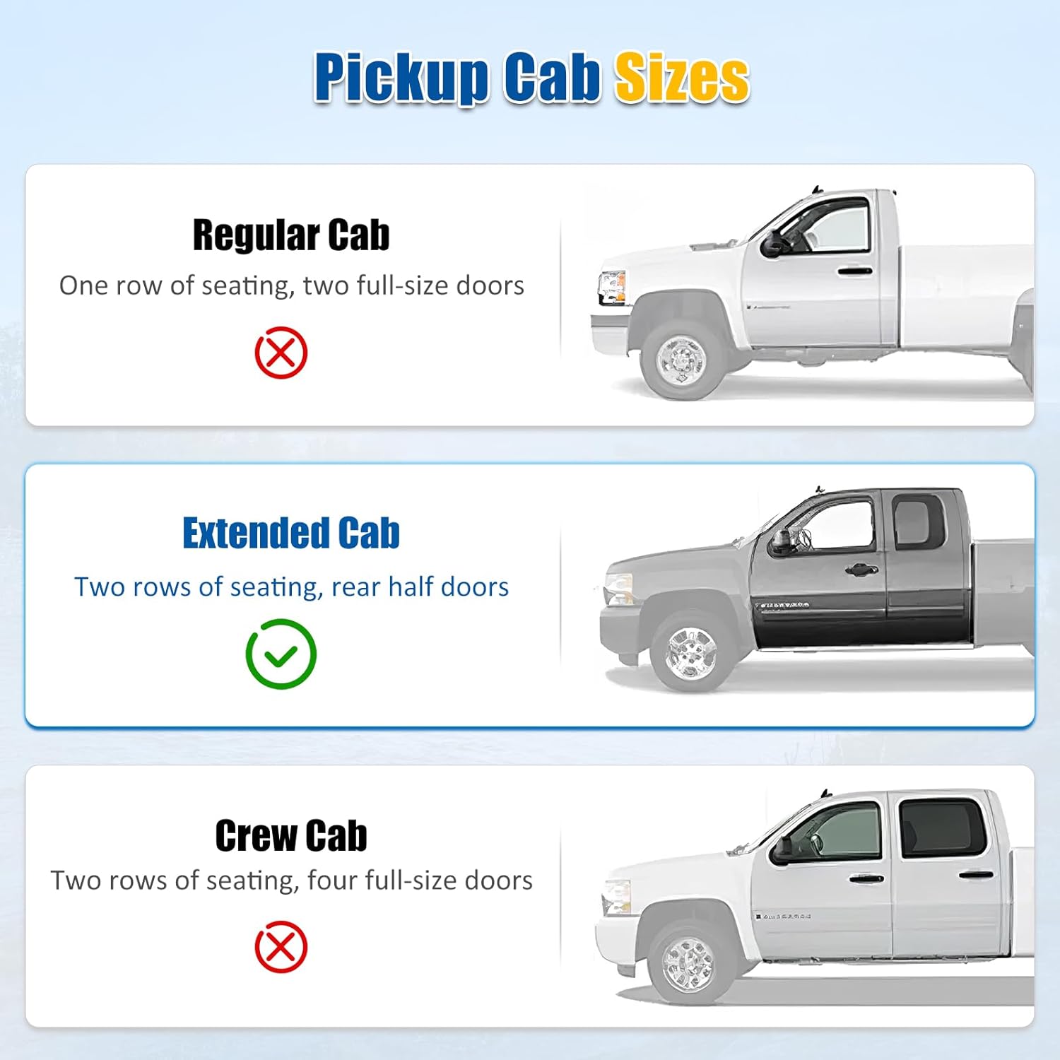 FREEMOTOR802 Tape-on Window Visors Sun Rain Guards, Fit for 2007-2014 Chevrolet Silverado & GMC Sierra Extended Cab, Slim Style Smoke Tinted Acrylic 4 PCS Car Side Window Wind Deflectors Vent Visors