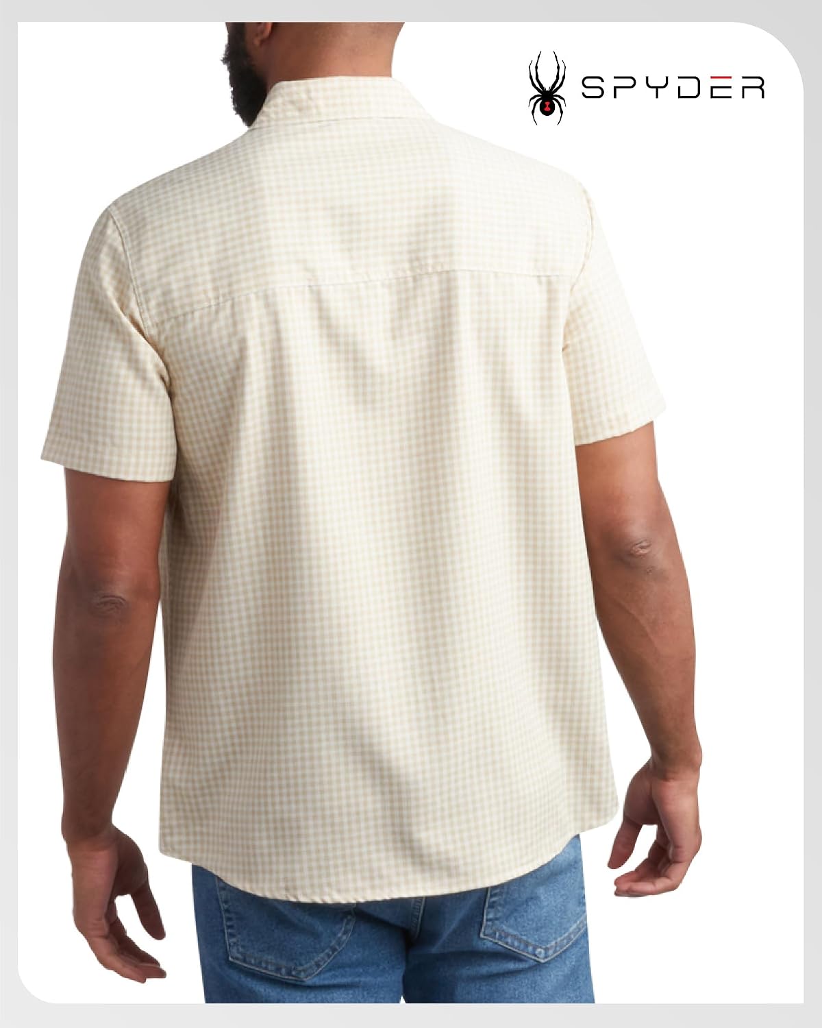 Spyder Mens Button Down Shirt - Lightweight Plaid Casual Collared Shirt Wrinkle Free Short Sleeve Shirts for Men