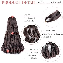 French Curl Braiding Hair 18 Inch Soft Bouncy Braiding Hair Pre Stretched Loose Wave 90g/pack Yaki Crochet Hair for Black Women Hair Extensions for Braids (18 inch 6 packs, 4)