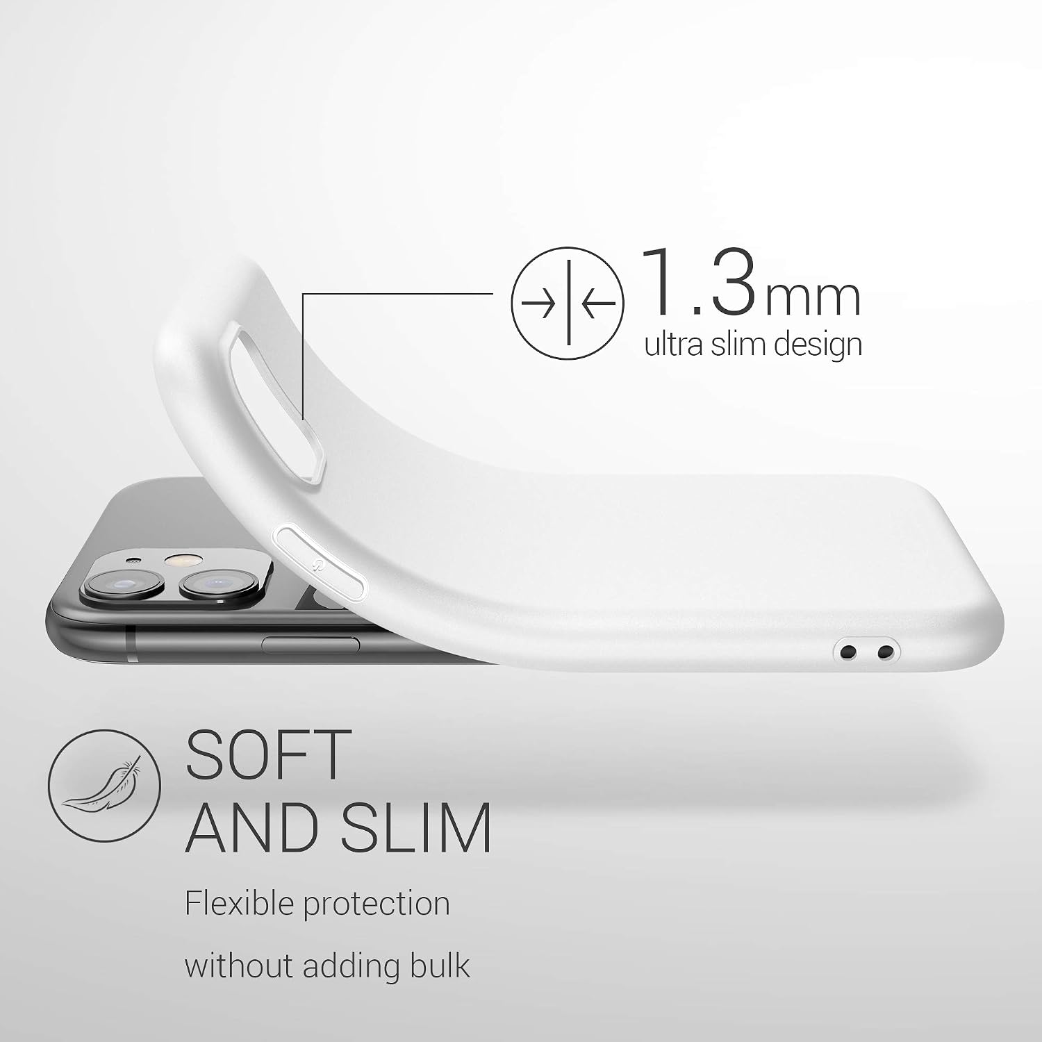 kwmobile Case Compatible with Apple iPhone 11 Case - Soft Slim Protective TPU Silicone Cover - White Matte image 2