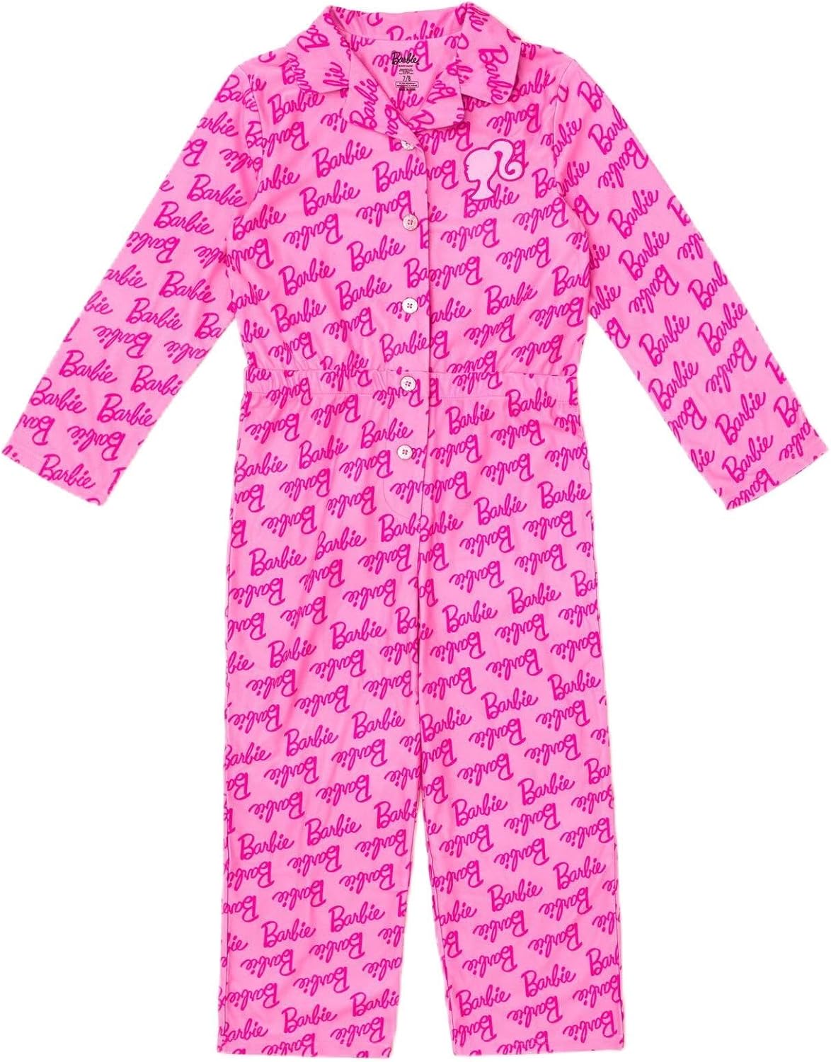 Barbie Girls Fleece Pajama Coverall and Sleep Mask PJs Set Little Kid to Big Kid Sizes (4-14-16)