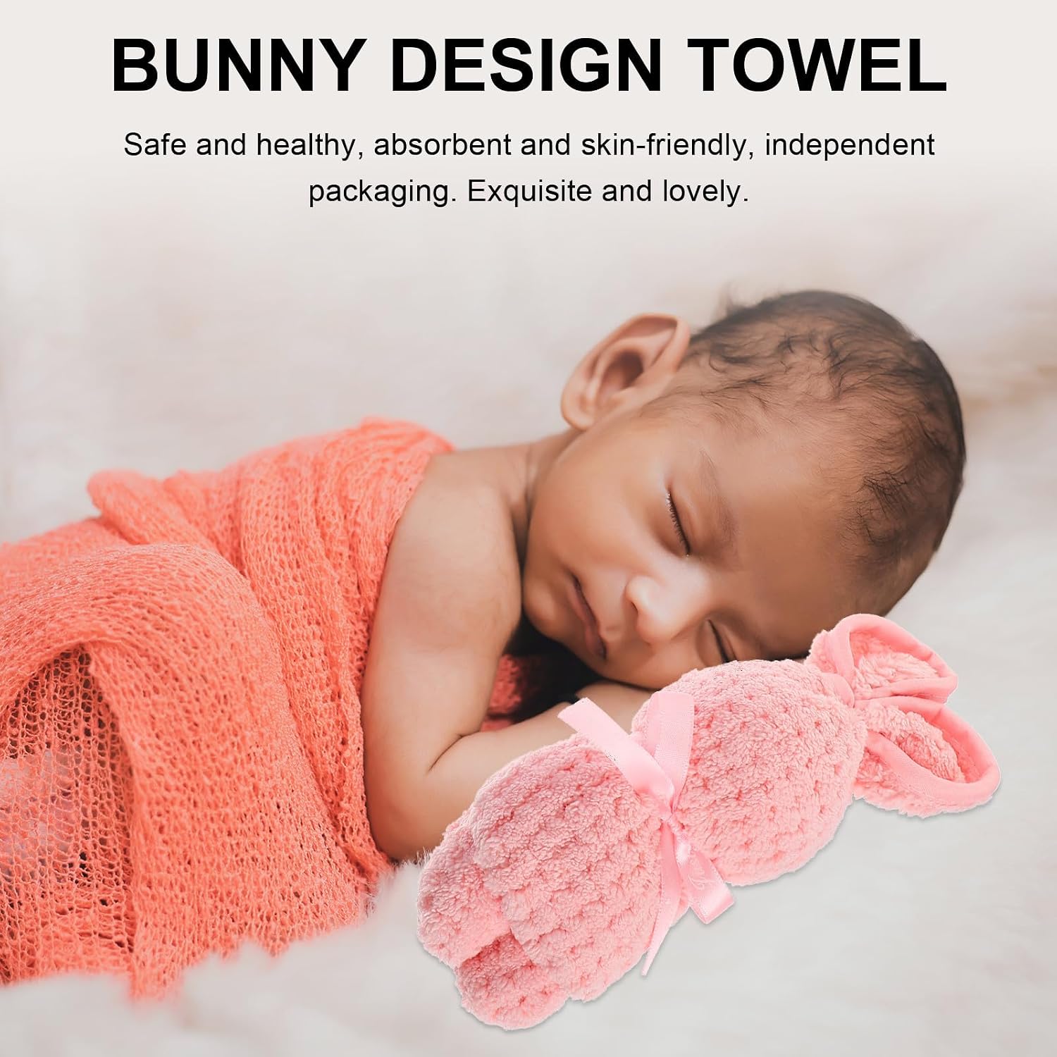 Garneck 4pcs Bunny Shaped Absorbent Washcloths Adorable Cloth Towels No Hair Loss Functional Features for Household Bathroom Towels and Wedding Gifts