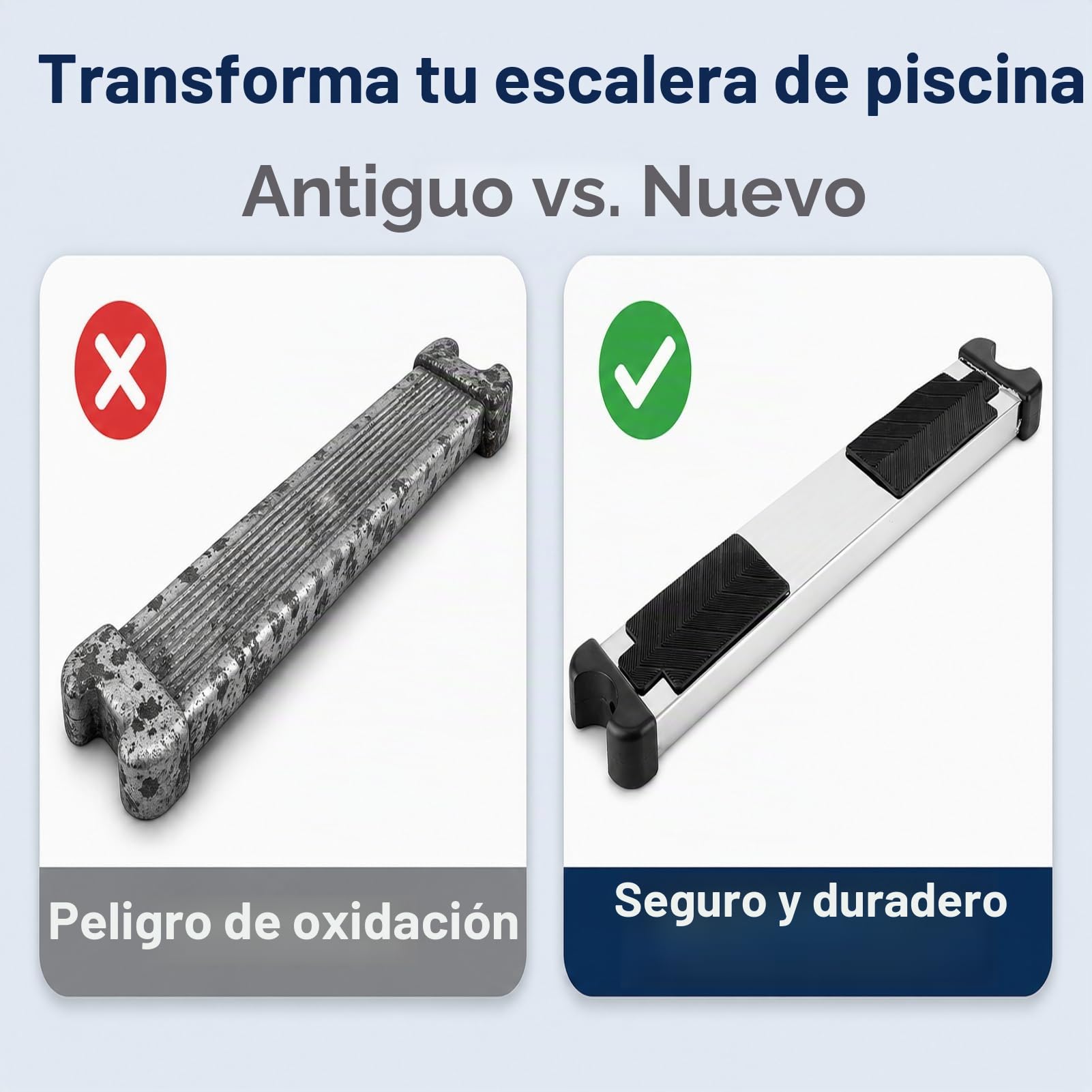 Escalones de Escalera para Piscina, Reemplazo de Escalones de Escalera para Piscina con Almohadilla de Goma Antideslizante Pedal Engrosado de Acero Inoxidable para Piscina de
