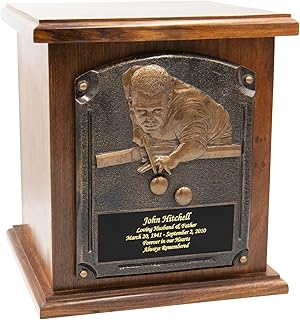 Pool Player Funeral Cremation Urn, Billiards Adult Wooden Urn with Personalization